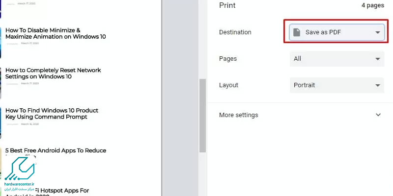 ذخیره صفحه وب به صورت PDF در ویندوز با گوگل کروم